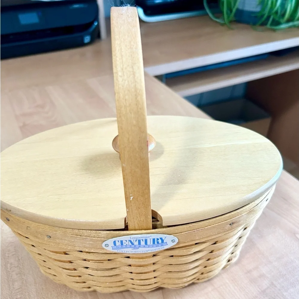 Longaberger basket 2000 Century Celebration with Protector & Lid & booklet